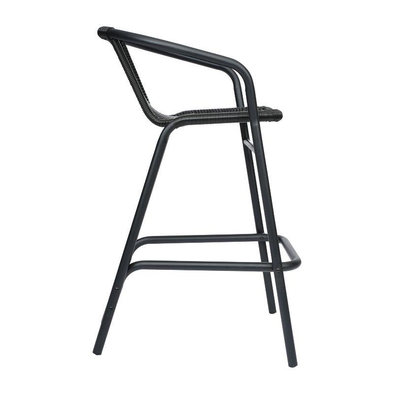 Lila Commercial Indoor-Outdoor Rattan Restaurant Barstool with Aluminum Frame