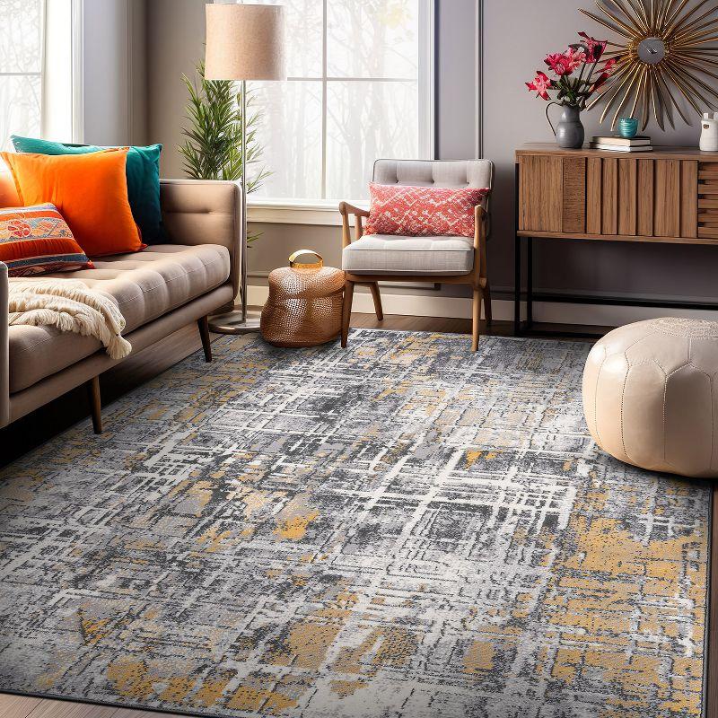 World Rug Gallery Distressed Abstract Stain Resistant Soft Area Rug