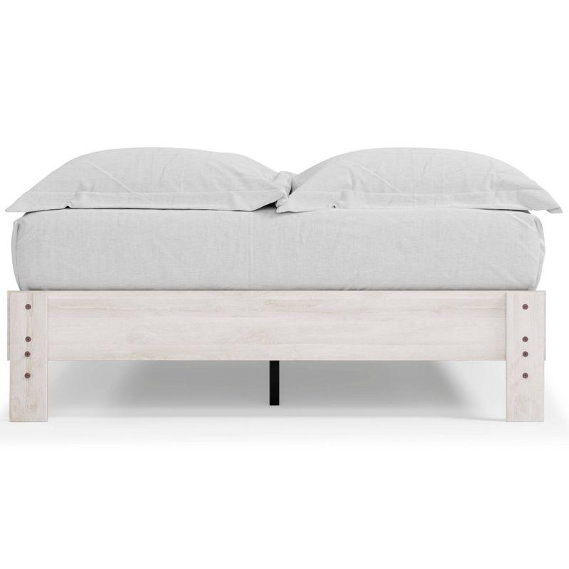 Queen Shawburn Platform Bed White/Dark Charcoal Gray - Signature Design by Ashley: Vintage Casual Style, No Box Spring Required