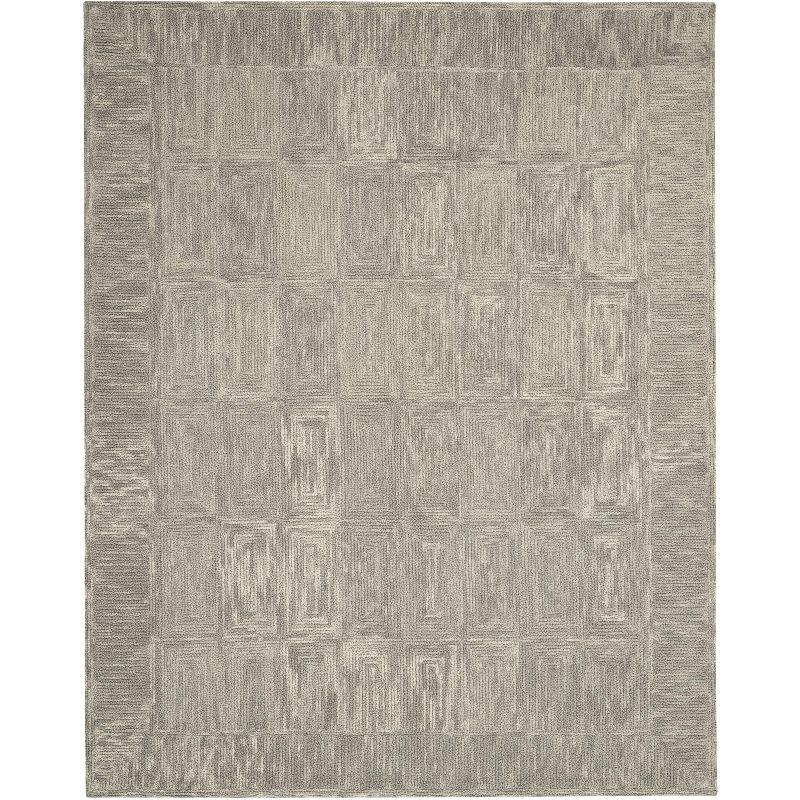 Hand-Tufted Gray Wool Rectangular Easy Care Area Rug