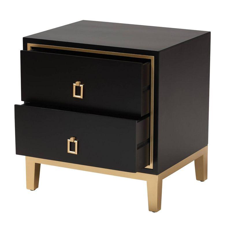 Donald Wood and Metal 2 Drawer End Table - Baxton Studio