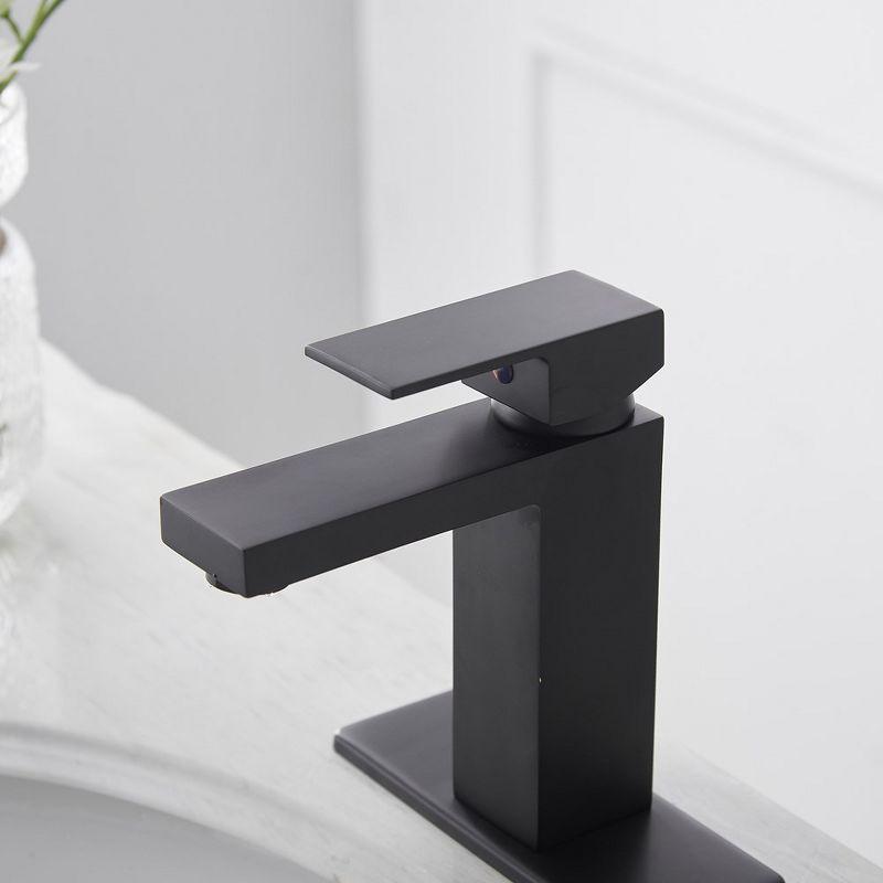 BWE Single Hole Single-Handle Low-Arc Bathroom Faucet With Pop-up Drain Assembly in Matte Black