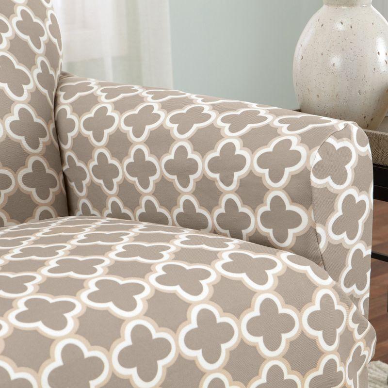 Beige Stretch Printed Loveseat Slipcover