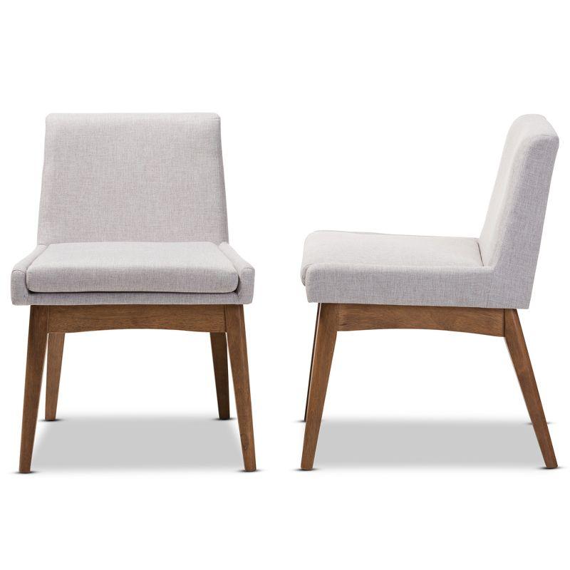 Set of 2 Nexus Mid Century Modern Walnut Wood Fabric Upholstered Dining Side Chair - Baxton Studio