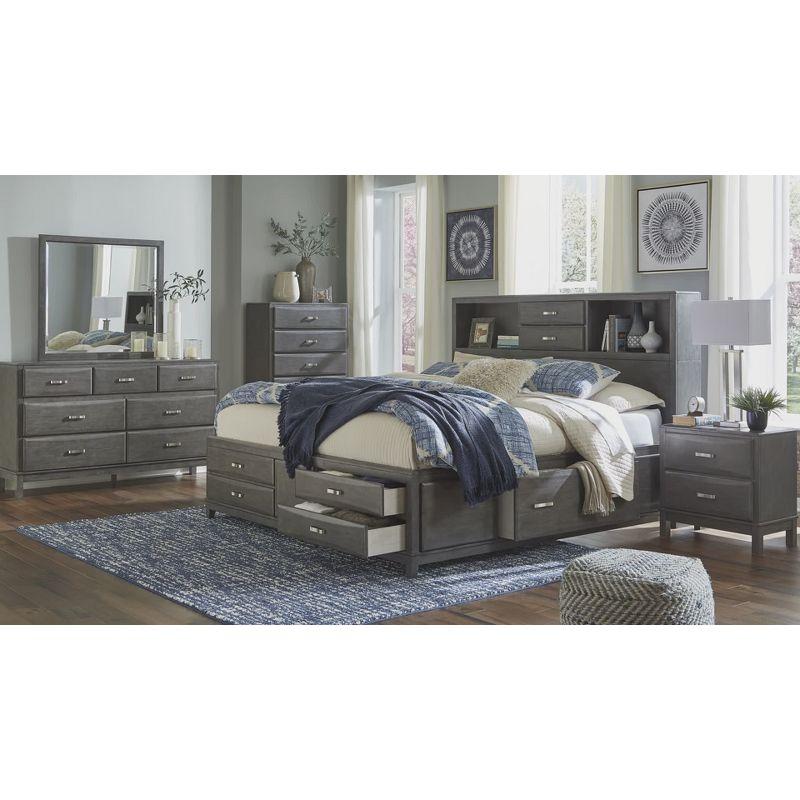 Caitbrook Contemporary Gray 2-Drawer Nightstand with Nickel-Tone Pulls