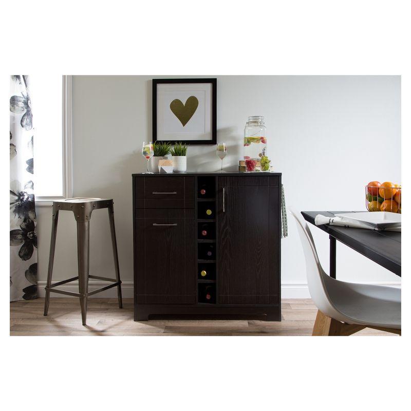 Black Oak Laminated Particle Board Bar Cabinet with Shelves