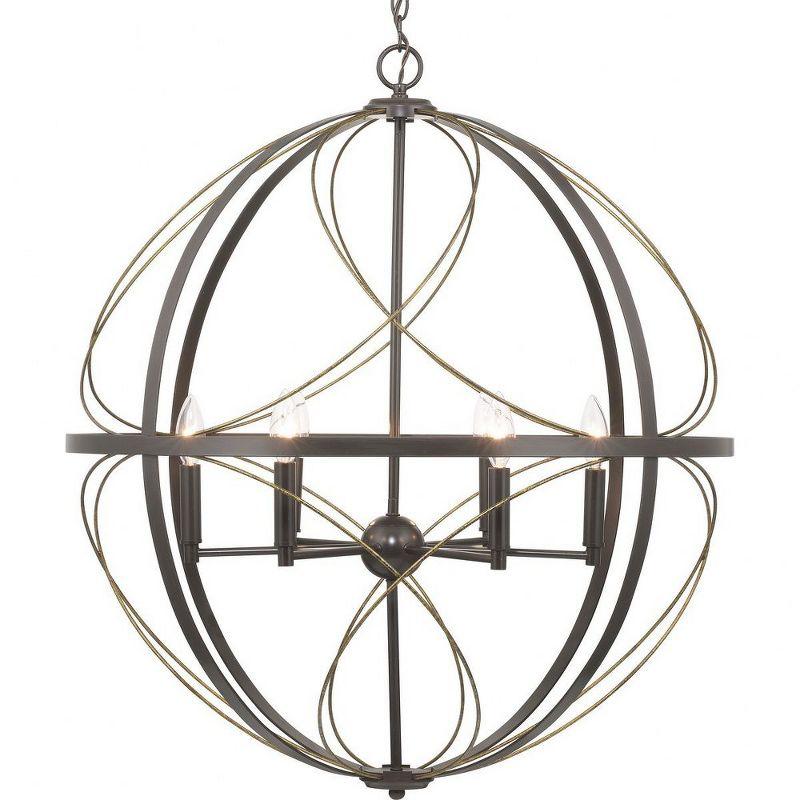 Brandywine Antique Bronze 6-Light Pendant with Hand Gilded Accents