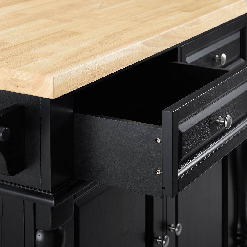 Oxford Butcher Block Kitchen Island Black - Crosley: Rolling Cart with Storage, Adjustable Shelves, Towel Bar