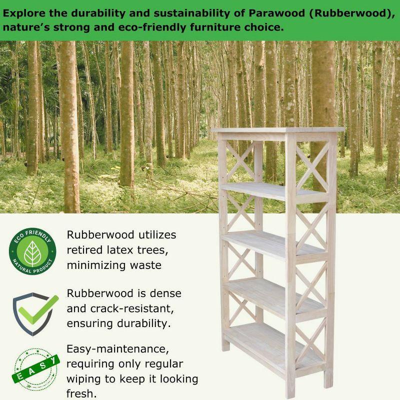 International Concepts 48" 4 Tier X-Sided Bookshelf: Hardwood Vertical Storage, Farmhouse Style, 30" Wide