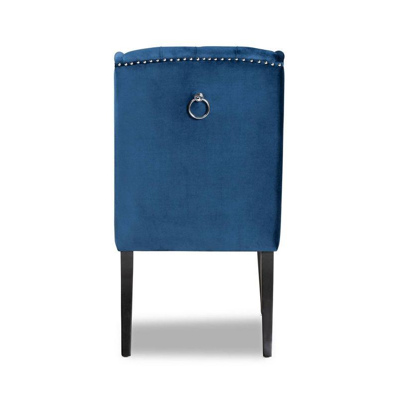 Lamont Velvet Fabric Wood Wingback Dining Chair Blue/Brown - Baxton Studio