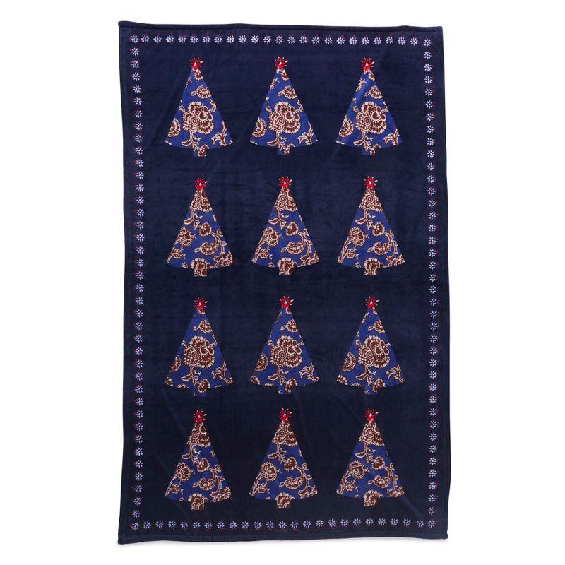 Holiday Tree Peacoat Fleece Throw Blanket 80" x 50"