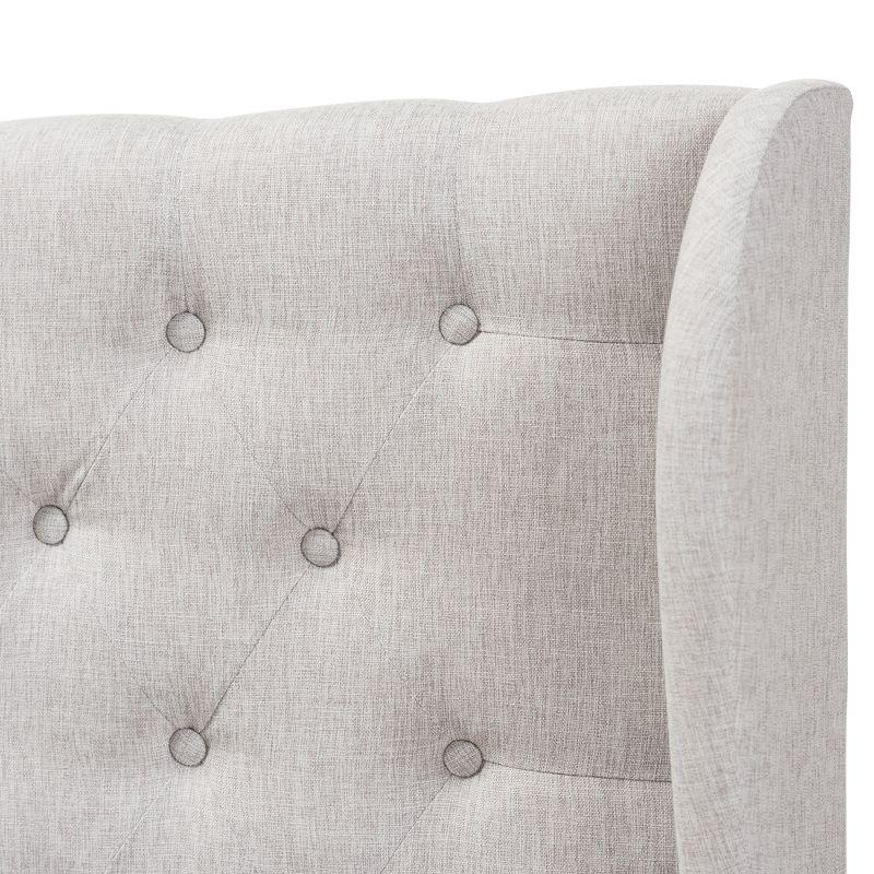 King Cadence Modern and Contemporary Fabric Button Tufted Winged Headboard Gray - Baxton Studio
