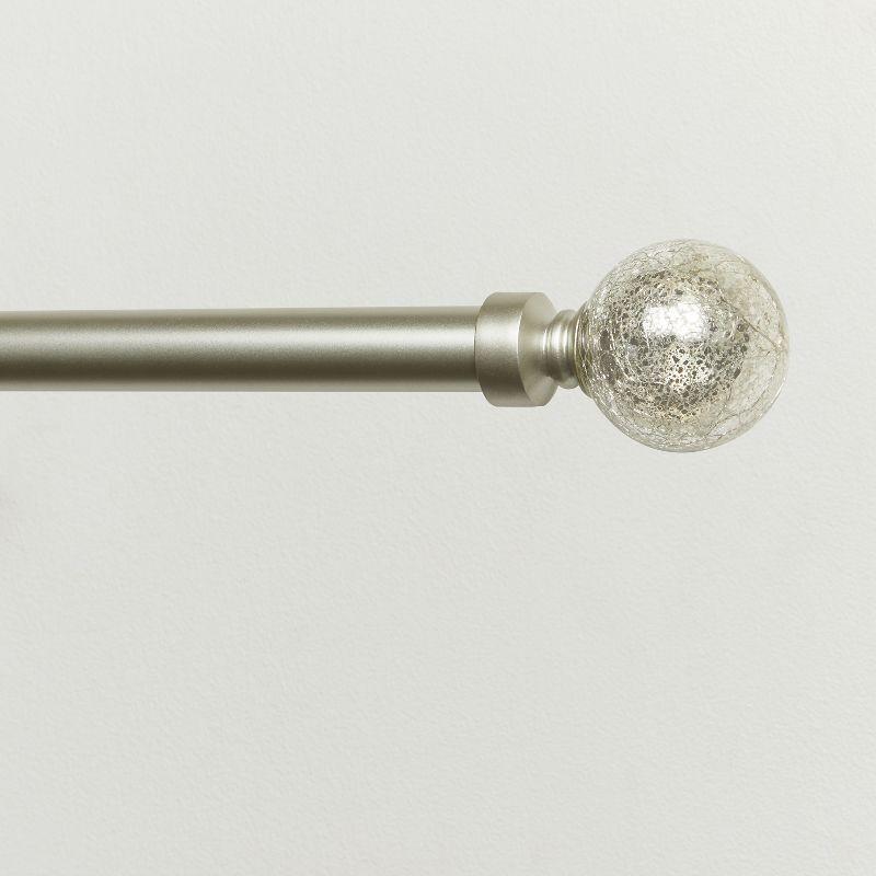 Exclusive Home Silver Aged Sphere 1" Curtain Rod and Coordinating Finial Set