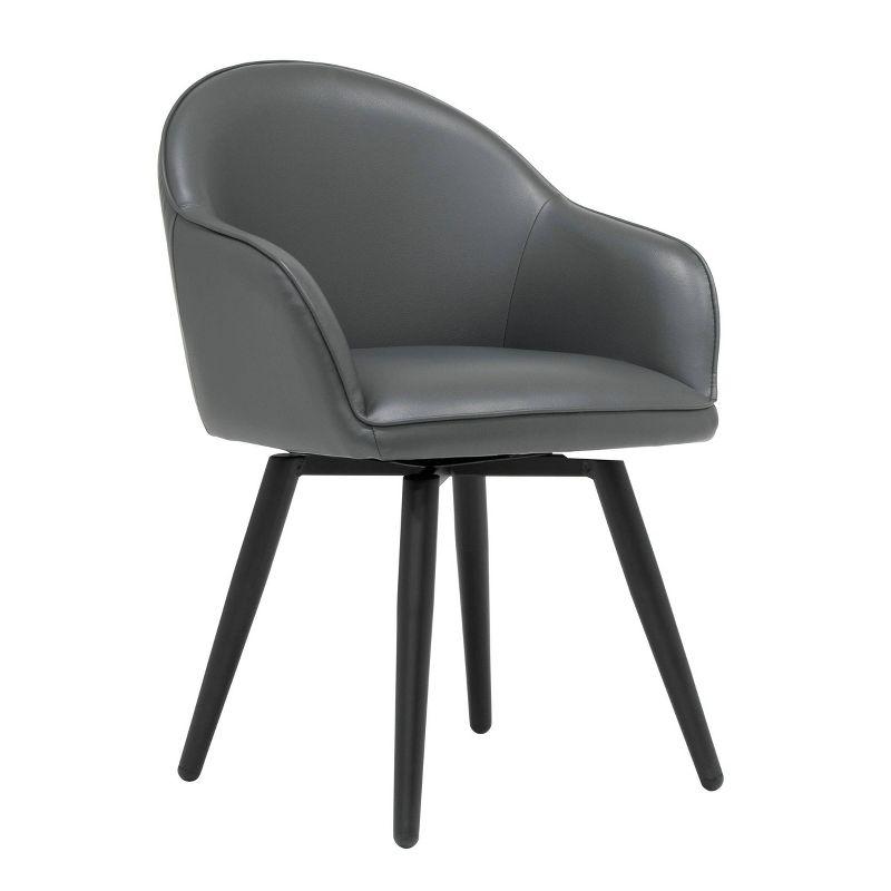 Dome Swivel Office/Dining/Guest Accent Chair with Arms Blended Leather Smoke Gray - Studio Designs Home: Metal Frame, Bonded Leather Upholstery
