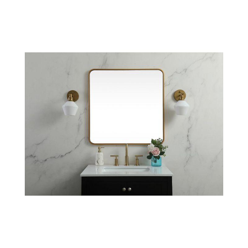 Elegant Lighting Soft corner metal square mirror 30x30 inch in Brass