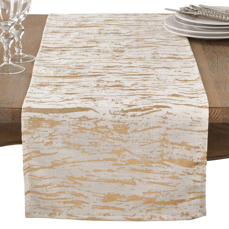 Gold Abstract Print Cotton Table Runner