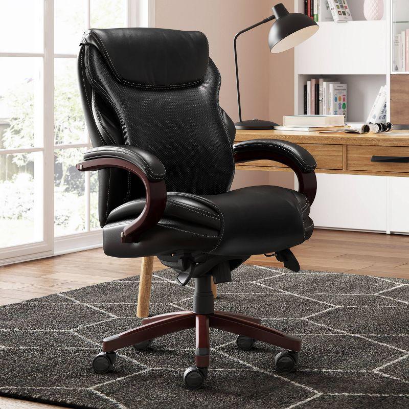 Ergonomic High-Back Black Leather Executive Swivel Chair with AIR Lumbar Support