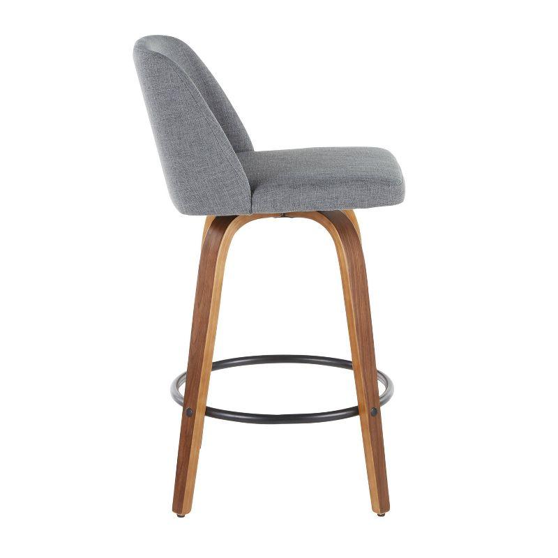 Set of 2 Toriano Mid-Century Modern Counter Height Barstools Walnut/Gray - LumiSource
