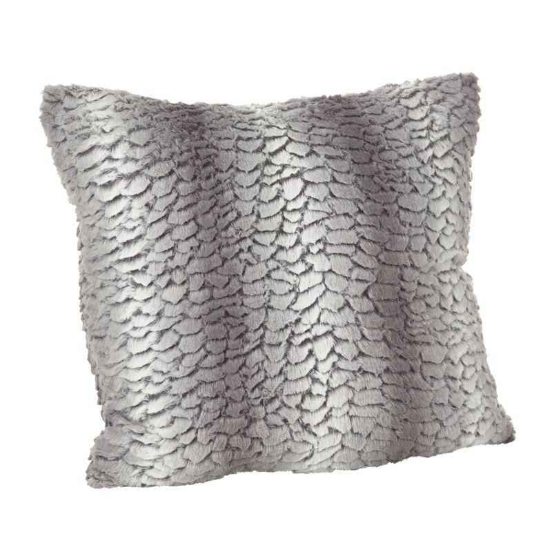 Gray Faux Fur Euro Throw Pillow Cover