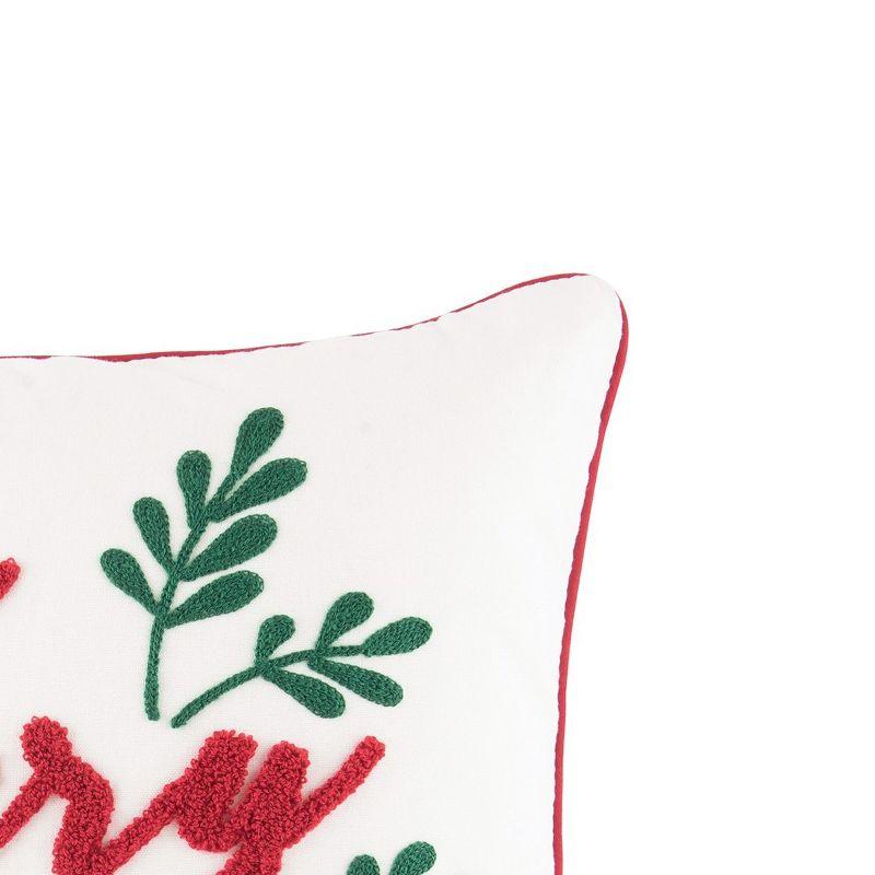 Very Merry Embroidered Christmas Square Throw Pillow