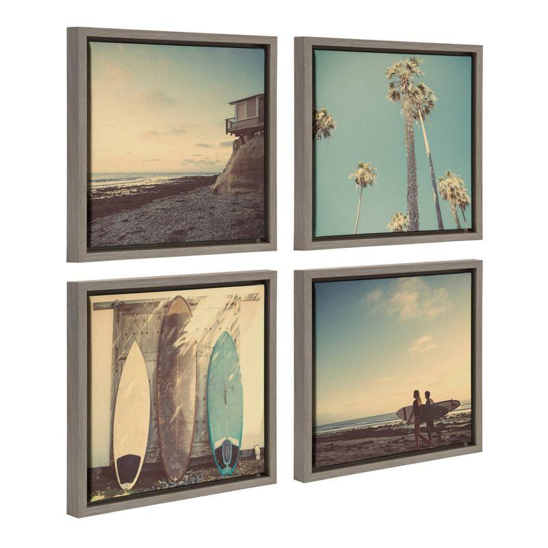 4pc 13" x 13" Sylvie House On Beach Framed Canvas Set By Shawn St. Peter - DesignOvation: Coastal Wall Decor, Ocean Scenes