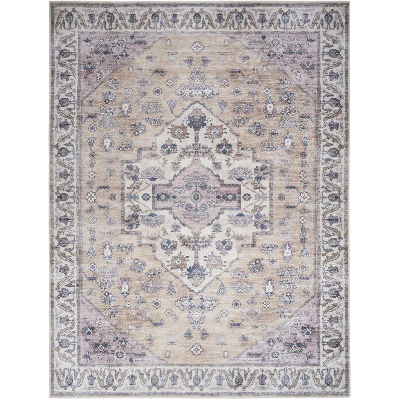 Nourison Washable Brilliance Medallion Indoor Rug Beige Multicolor 7'10" x 9'10"