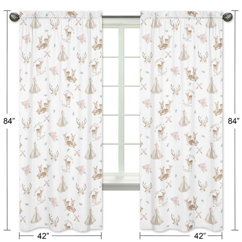 Deer Floral Semi-Sheer Rod Pocket Curtain Panels (Set of 2)