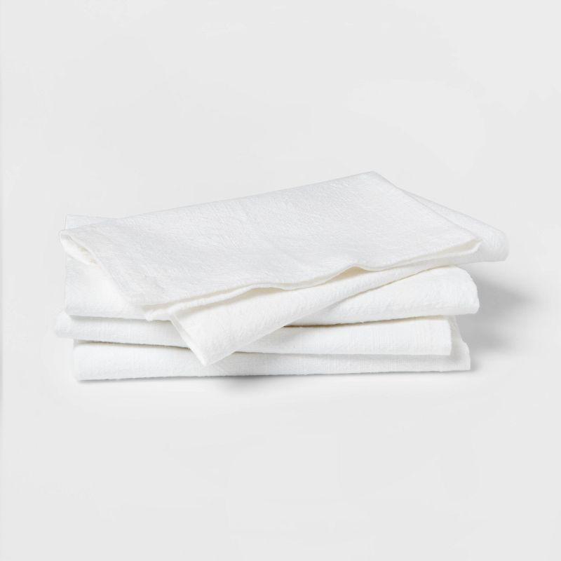 4-Pack White Cotton Easy Care Kitchen Napkins