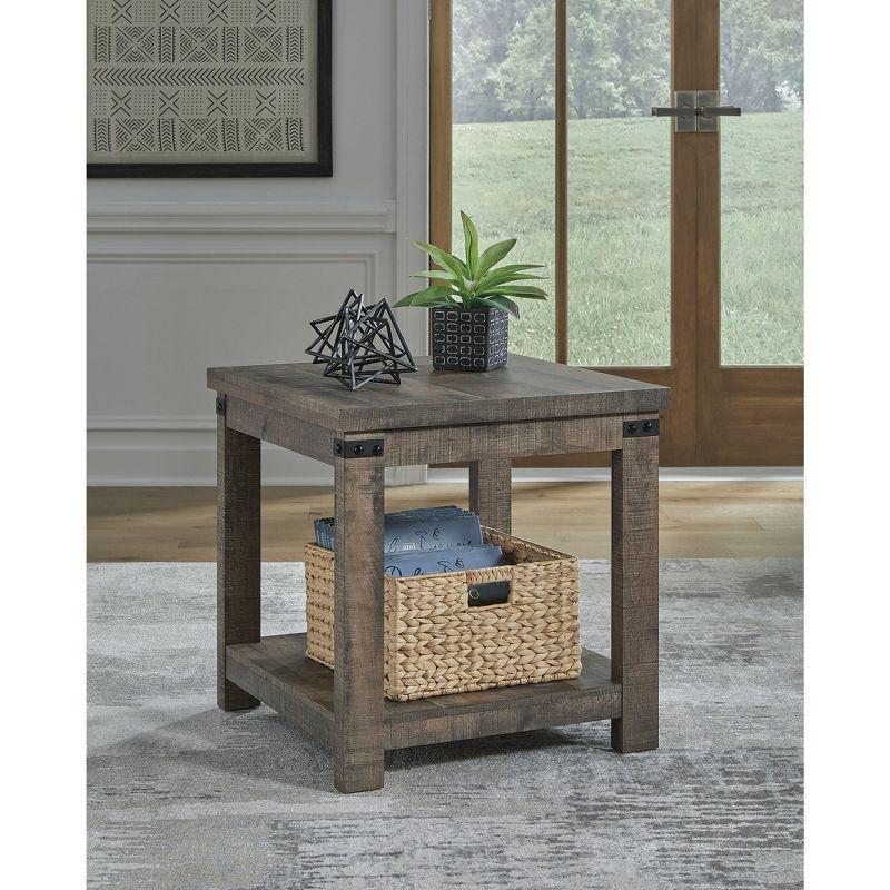 Signature Design by Ashley Casual Hollum End Table, Rustic Brown