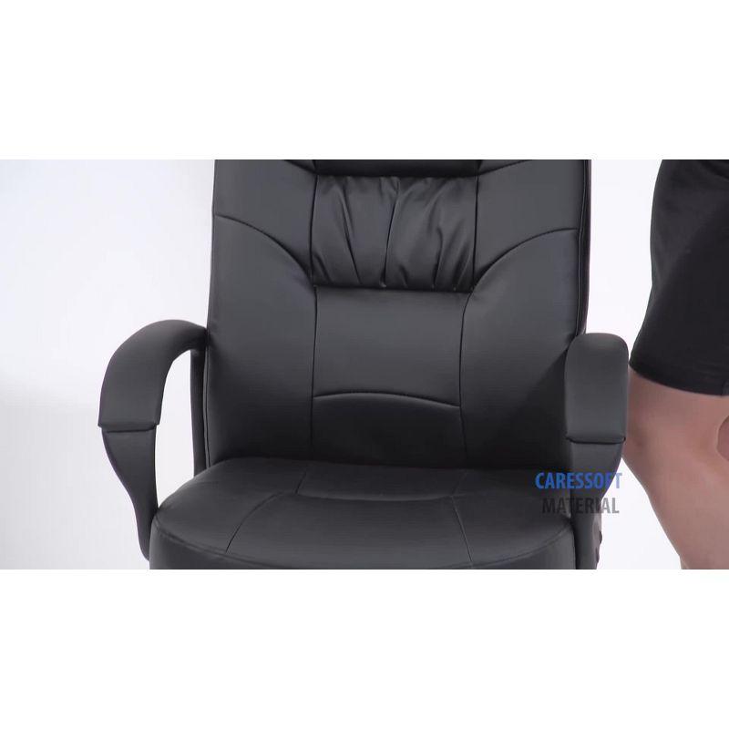 Executive High Back Leatherplus Chair Black - Boss Office Products: Ergonomic, Swivel, Adjustable Height, Metal Frame