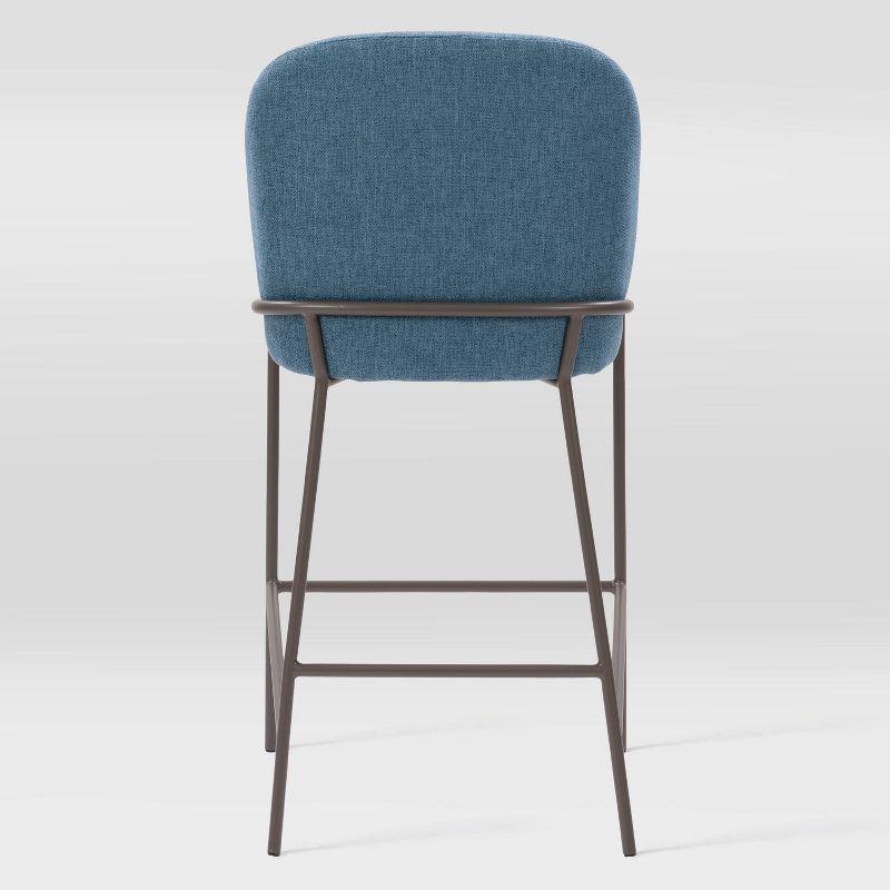 Blakeley Counter Height Barstool Blue - CorLiving: Upholstered, Metal Footrest, Polyester Fiber, Wood Frame