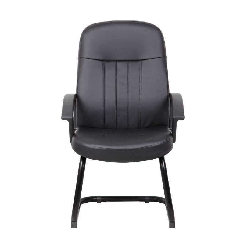 Executive Leather Budget Guest Chair Black - Boss Office Products: Metal Frame, Padded, Fixed Arms, Spot Clean