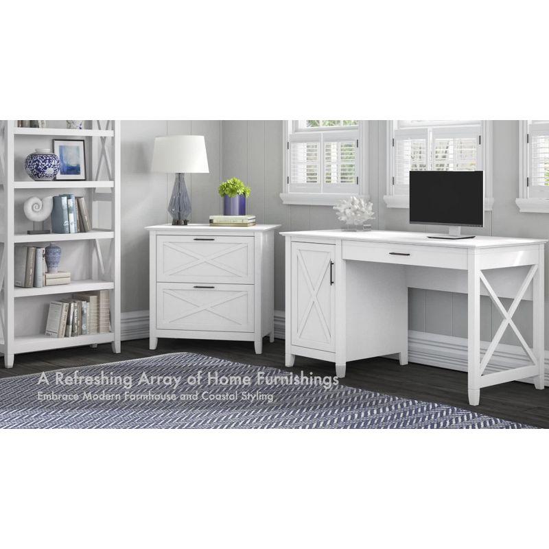 Key West 54'' Pure White Oak Computer Desk with Storage