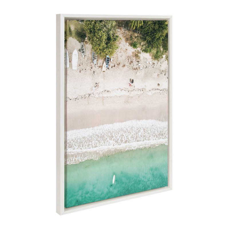 Tropical Beach Aerial View Canvas Print with White Frame