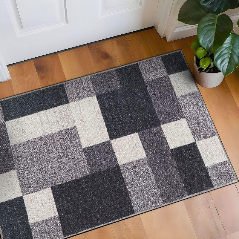 World Rug Gallery Modern Boxes Design Non-slip (Non-skid) Area Rug - Gray 2'7"x4'