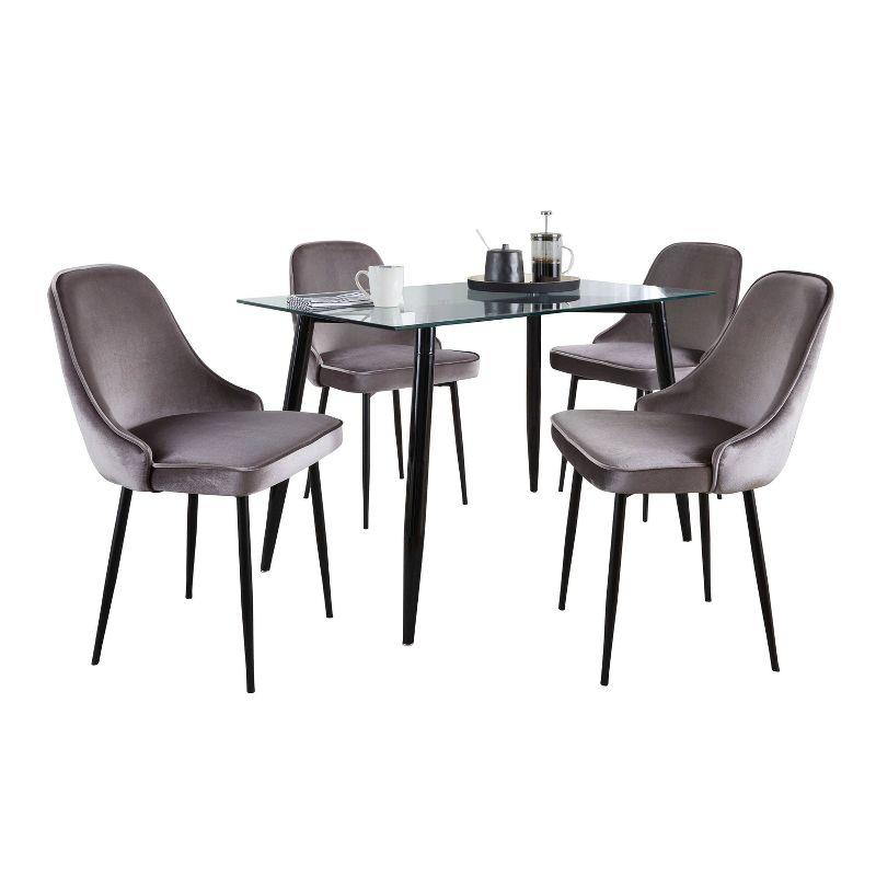 Clara-Marcel Black Metal and Glass 5-Piece Dining Set