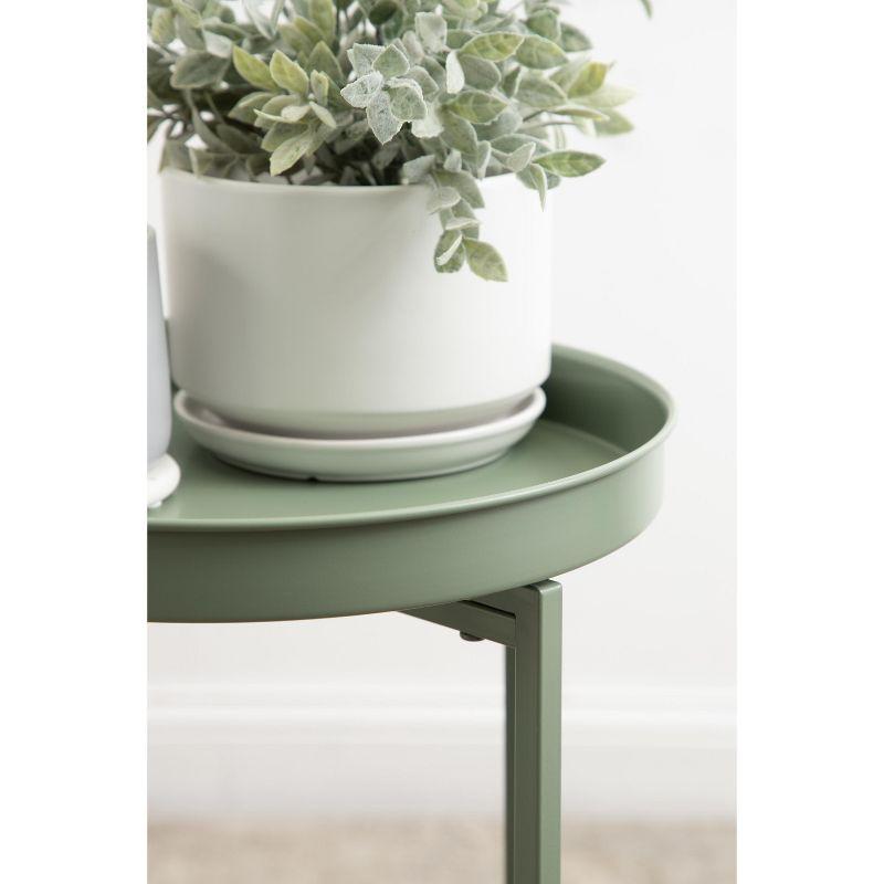 Kate and Laurel Deliah Round Metal Tea Table, 14.25x14.25x25.75, Green