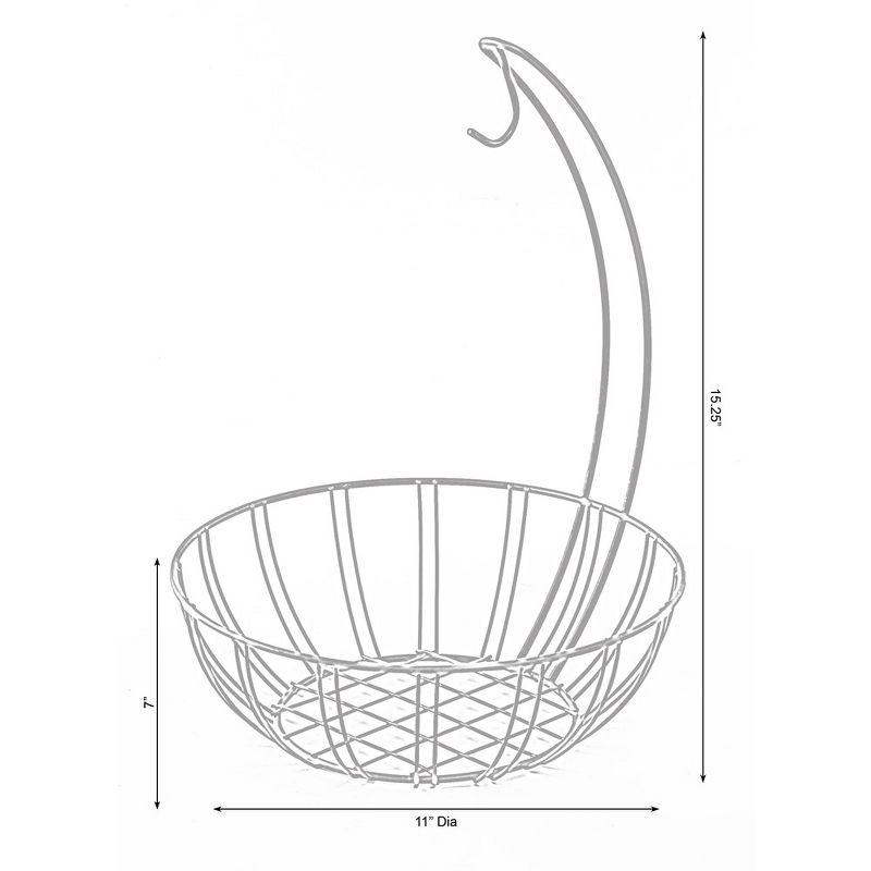 Round Black Metal Fruit Basket with Banana Hanger