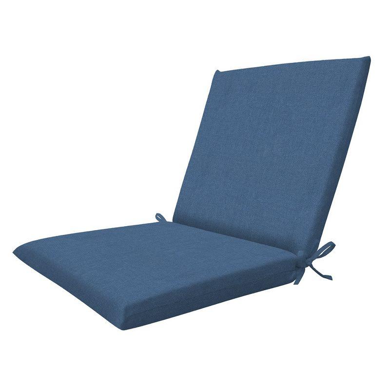 Pacific Blue Textured Solid Midback Dining Chair Cushion