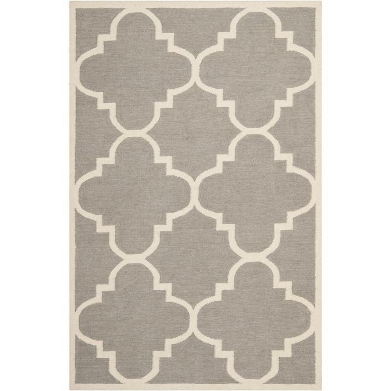 Dhurries DHU633 Hand Woven Area Rug - Grey/Ivory - 5'x8' - Safavieh.