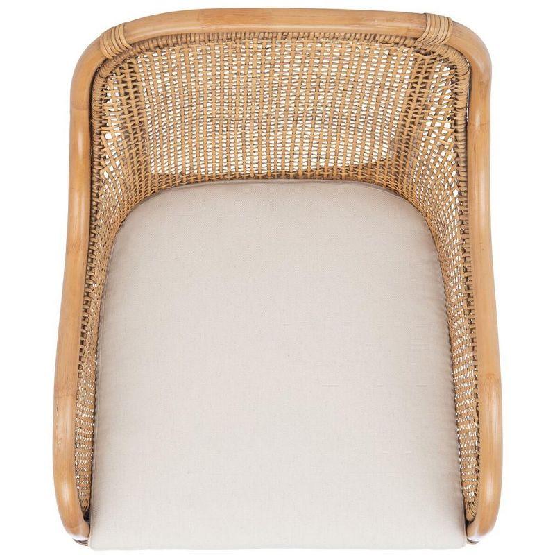 Charlie Rattan Accent Chair W/ Cushion - ACH6514 - White/Honey Brown Wash - Safavieh