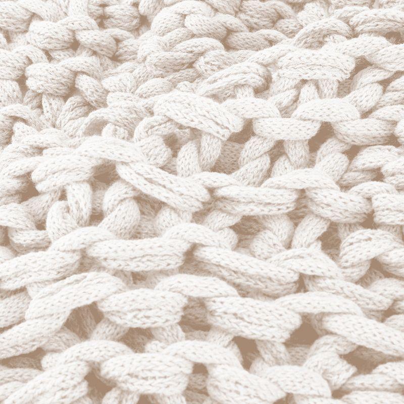 Reversible Chunky Knit Off-White Throw Blanket, 50" x 60"