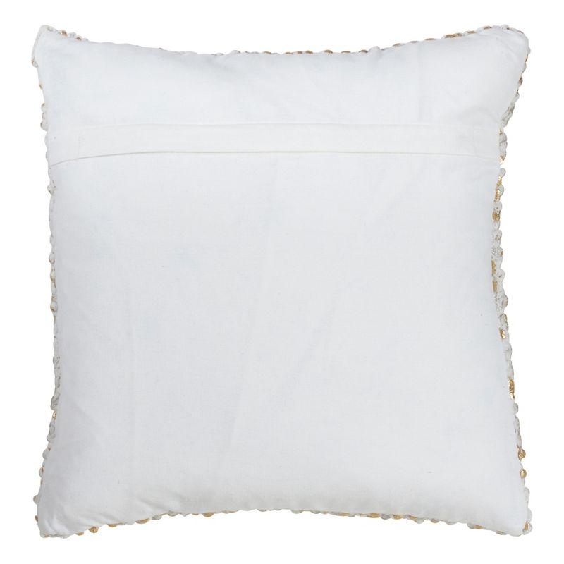 18"x18" Foil Printed Pom-Pom Square Throw Pillow - Saro Lifestyle