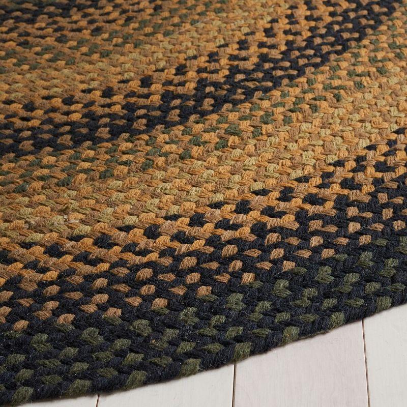 Braided BRD651 Flat Weave Indoor Area Rug - Gold/Sage - 5'x8' Oval - Safavieh