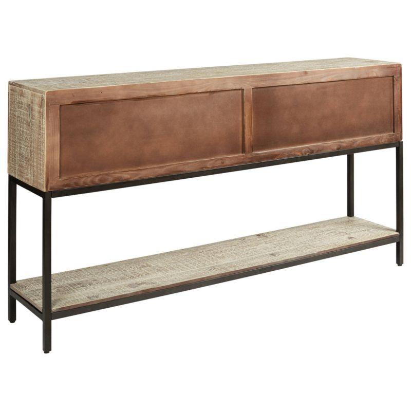 Roanley Sofa/Console Table Distressed Brown - Signature Design by Ashley: 4-Door Couch Table with Storage