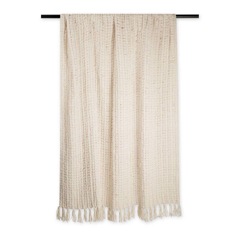 Cream Knitted Cotton Kids Reversible Throw Blanket