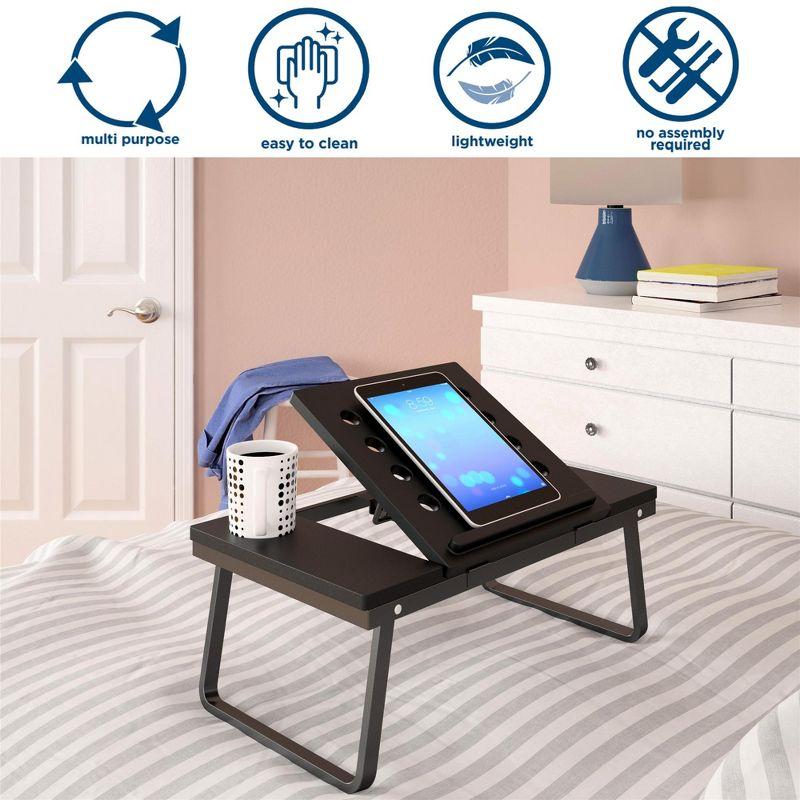 COSCO Folding Adjustable-Tilt Lap Desk with Cup and Phone Holder, Black