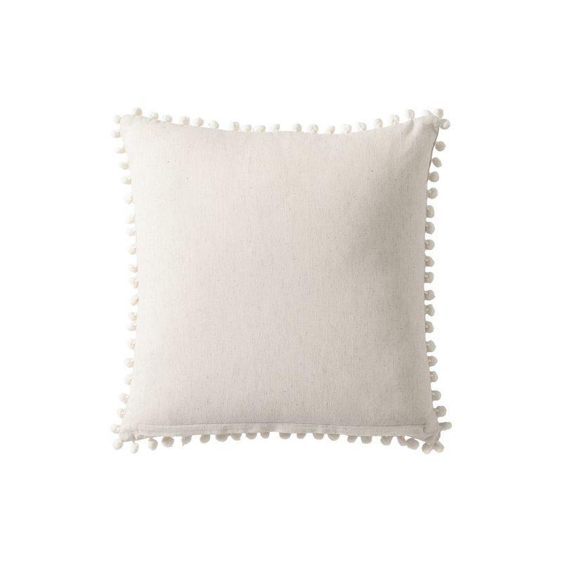 Natural Embroidered Medallion Cotton Linen Reversible Pillow 16x16