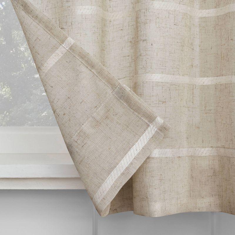 Natural Linen Blend Sheer Cafe Curtain Pair, 52" x 24"