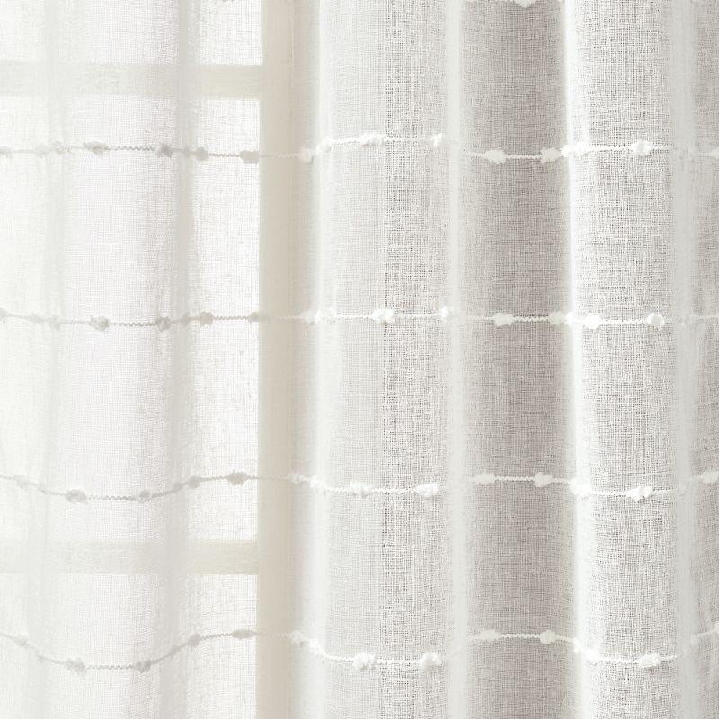 Farmhouse Textured Sheer Polyester Sheer Curtain Pair